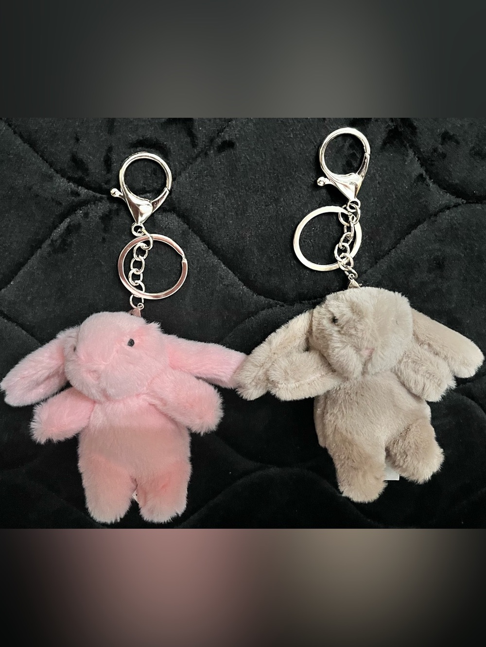 2 Pack Plush Bunny Bag Charms/Keychains
